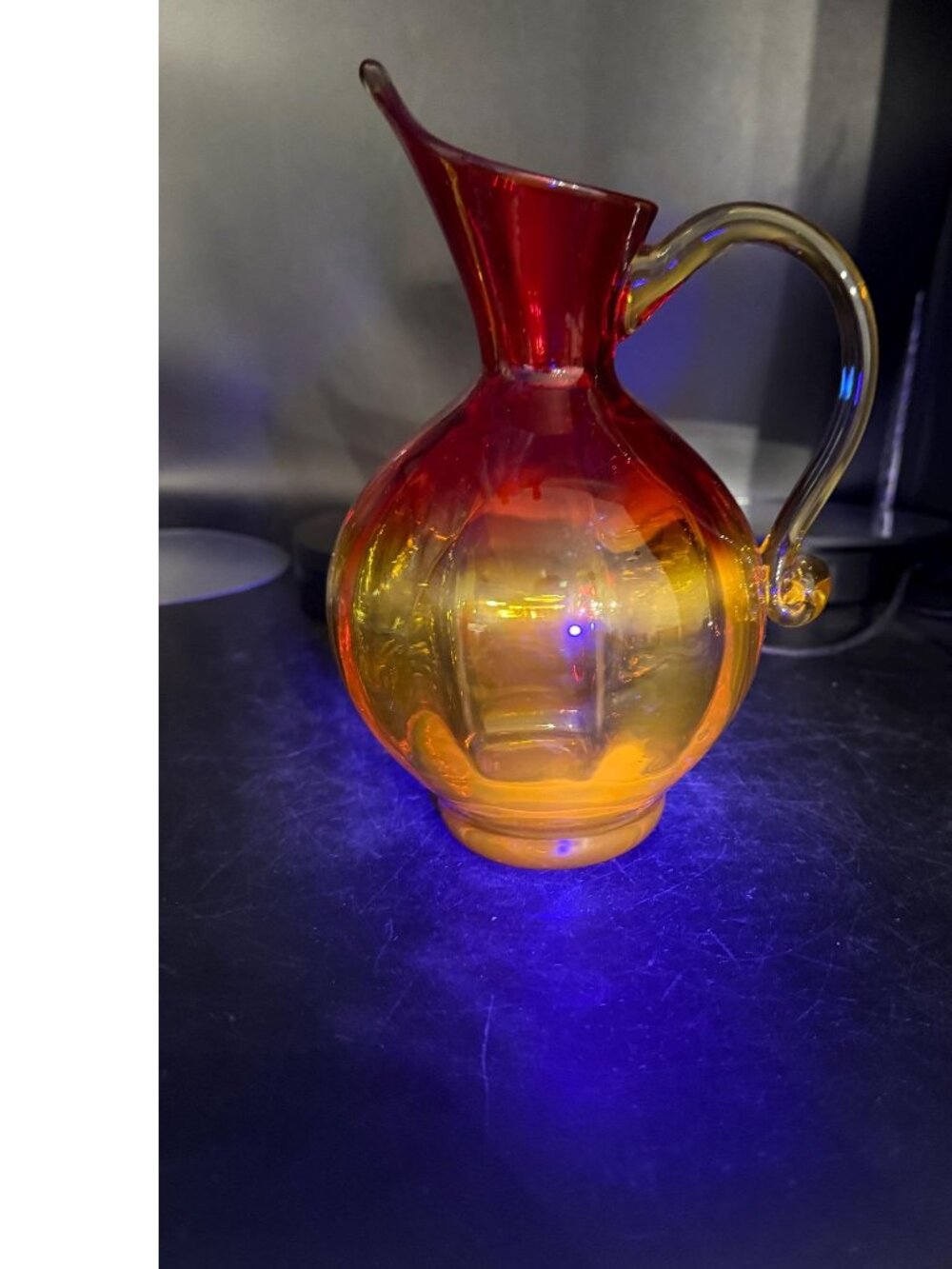 Rainbow Glass Amberina Pitcher